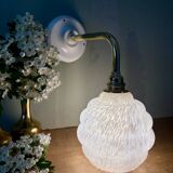 Vintage globe wall light in white Clichy glass