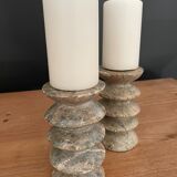 Pair of candle holders, marble candle holders