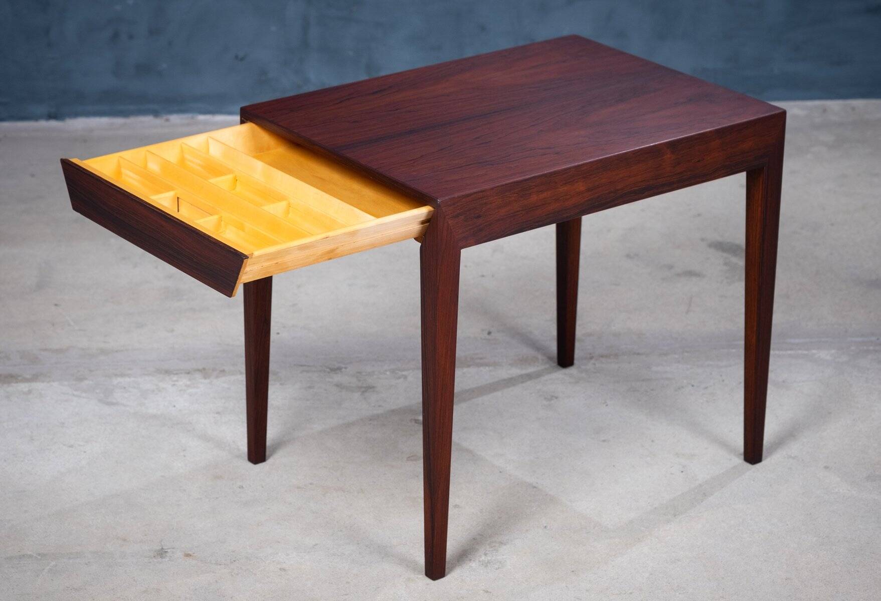 Side Table with Drawer in Rosewood by Severin Hansen for Haslev Møbelsnedkeri, 1950s