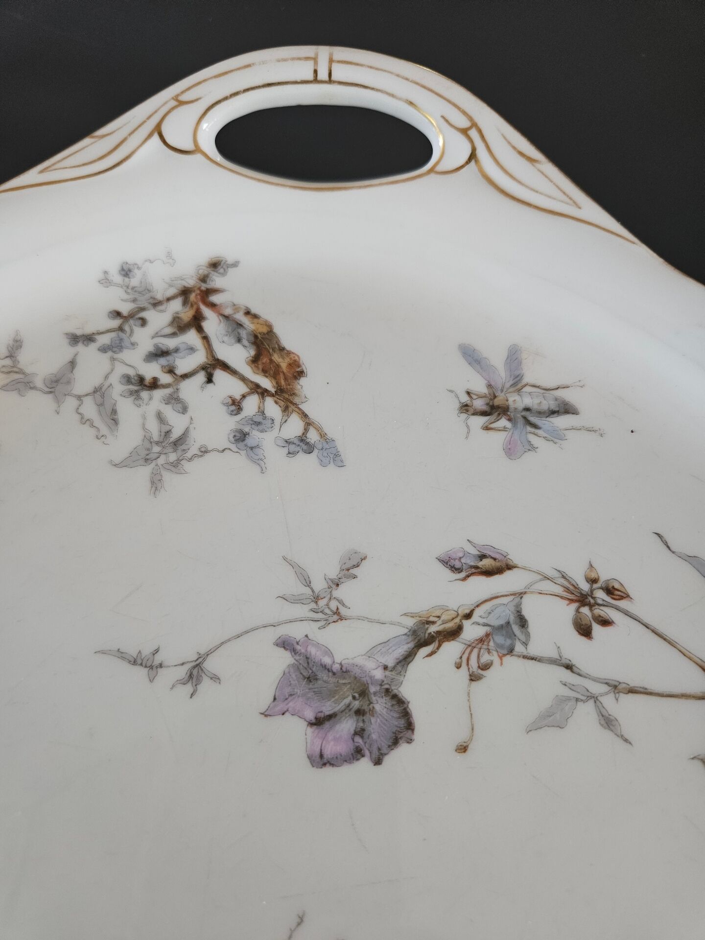 Large oval porcelain dish 19th century Hache Pépin-Lehalleur Vierzon
