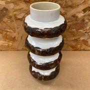 Ancien vase spara céramique blanche & marron vintage