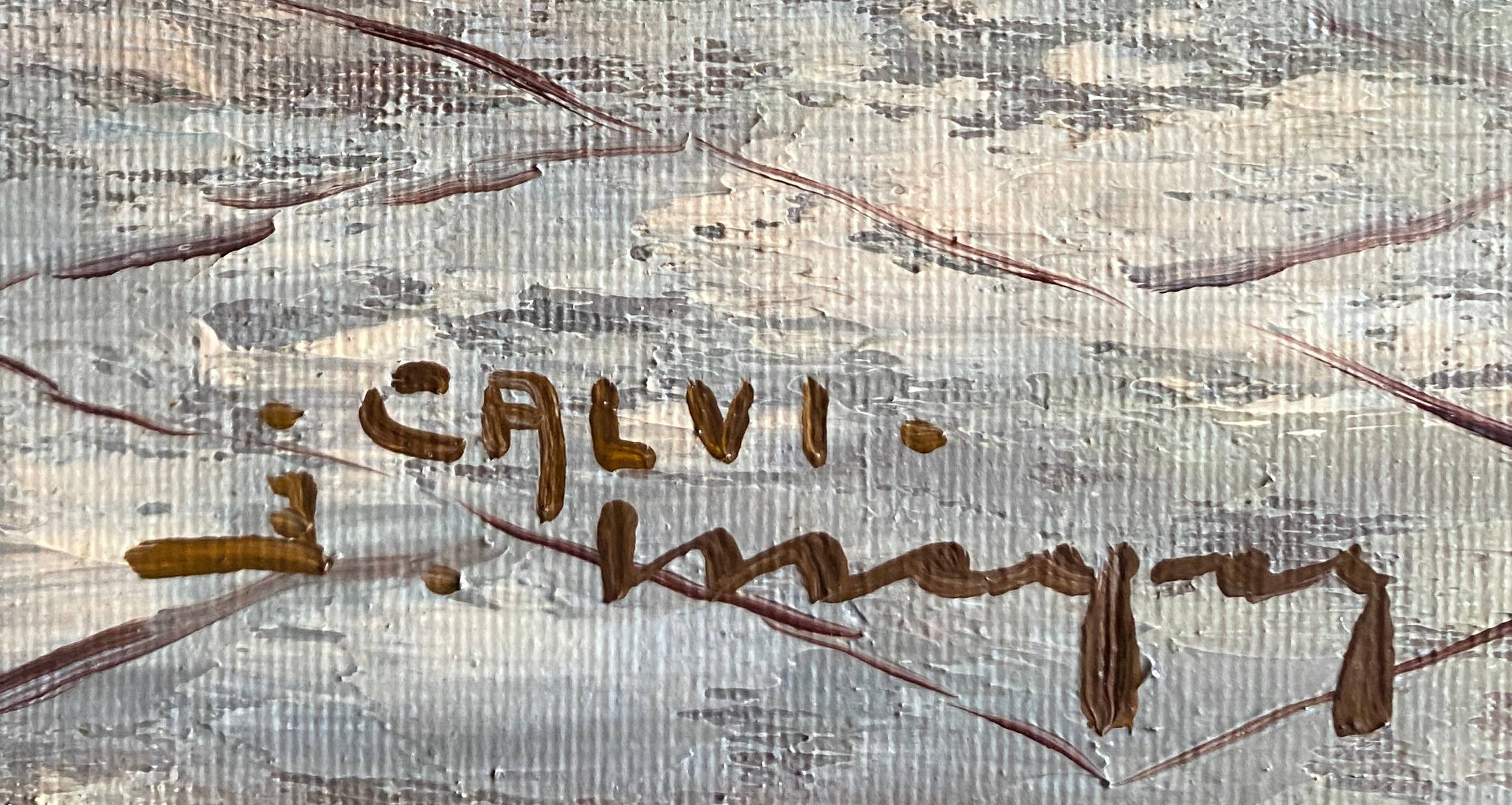 HST Marine painting "Live alley of Calvi" Corsica signed circa 1950