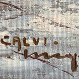 HST Marine painting "Live alley of Calvi" Corsica signed circa 1950
