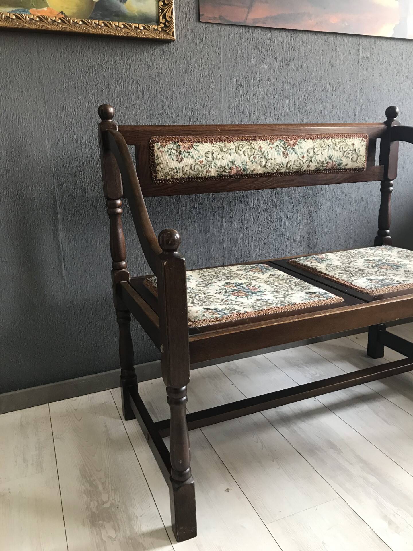 Vintage Antique Hall Bench 2-Person