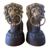 Fireplace - 1900-1910 pair of cast iron andirons