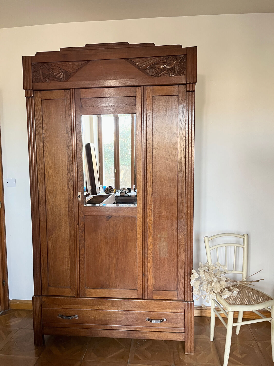 Art deco cabinet raw wood