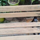 Garden bench with old cast iron legs