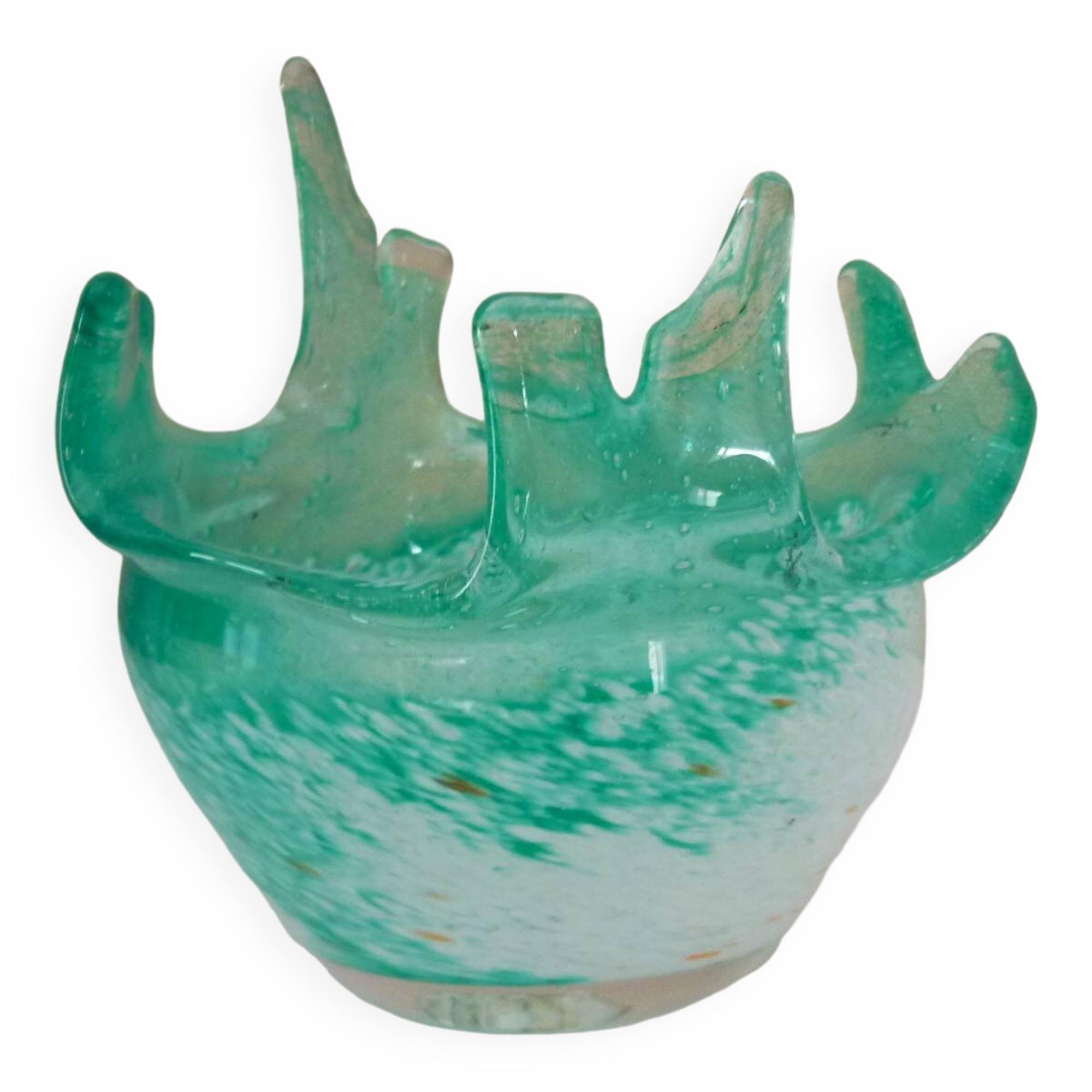 Blown glass empty pocket, thick, free-form, 80s design