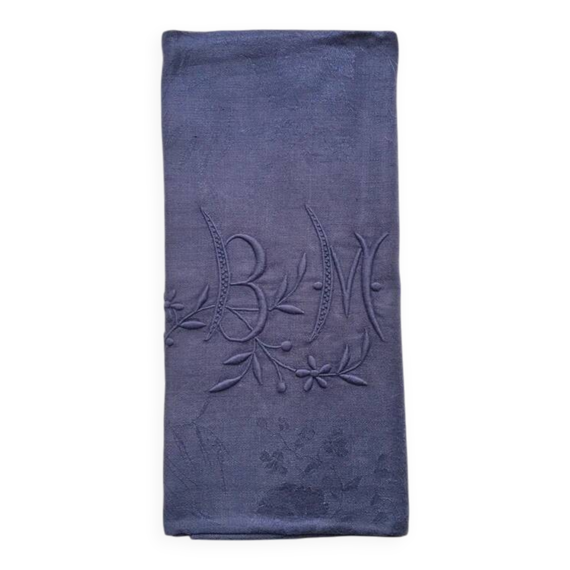 Old embroidered table napkin B M Purple