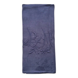 Old embroidered table napkin B M Purple