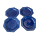 4 octagonal flat plates terre de Provence blue ceramic glazed vintage