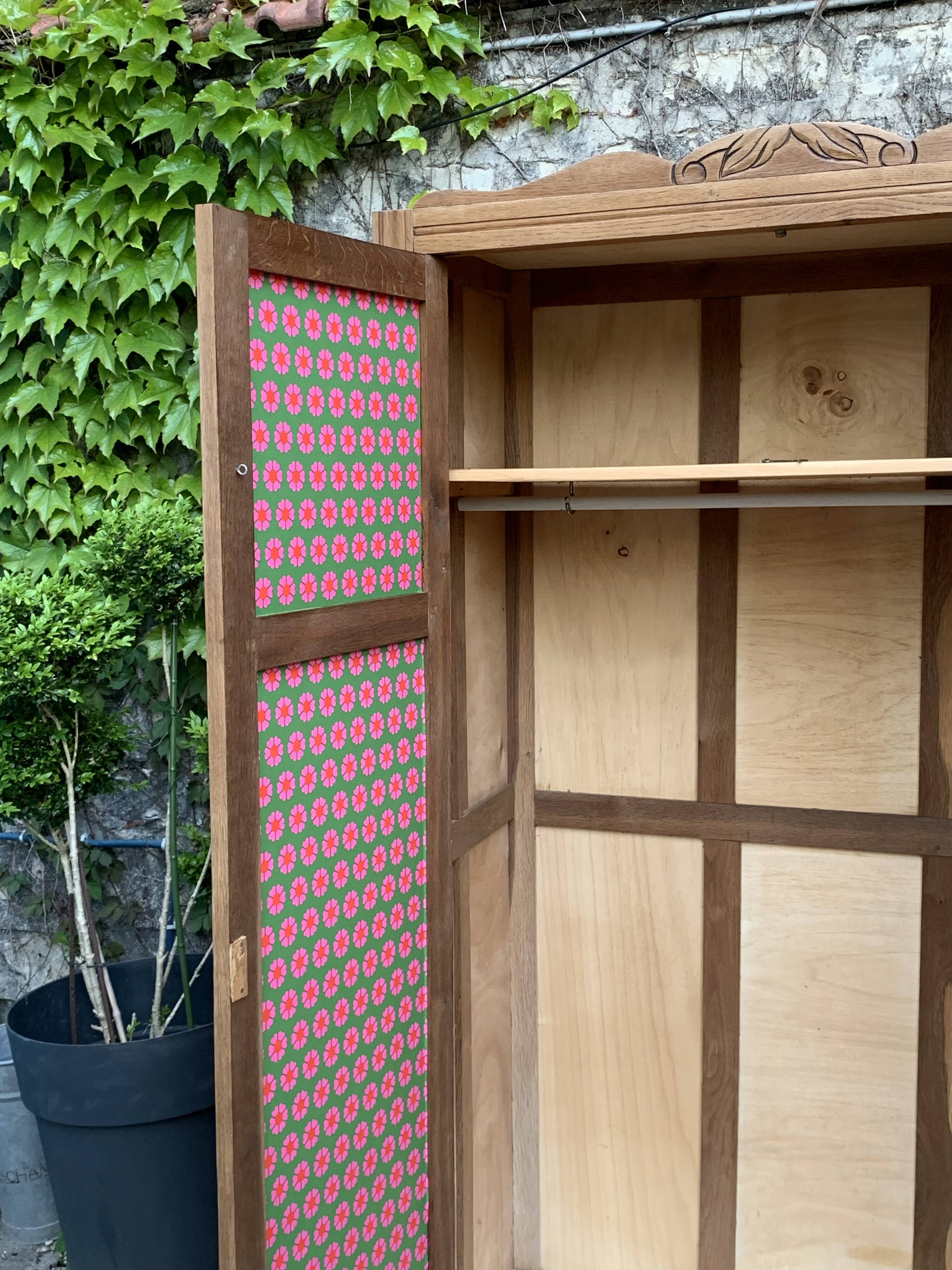 Parisian wardrobe, art deco raw wood wardrobe, 1930