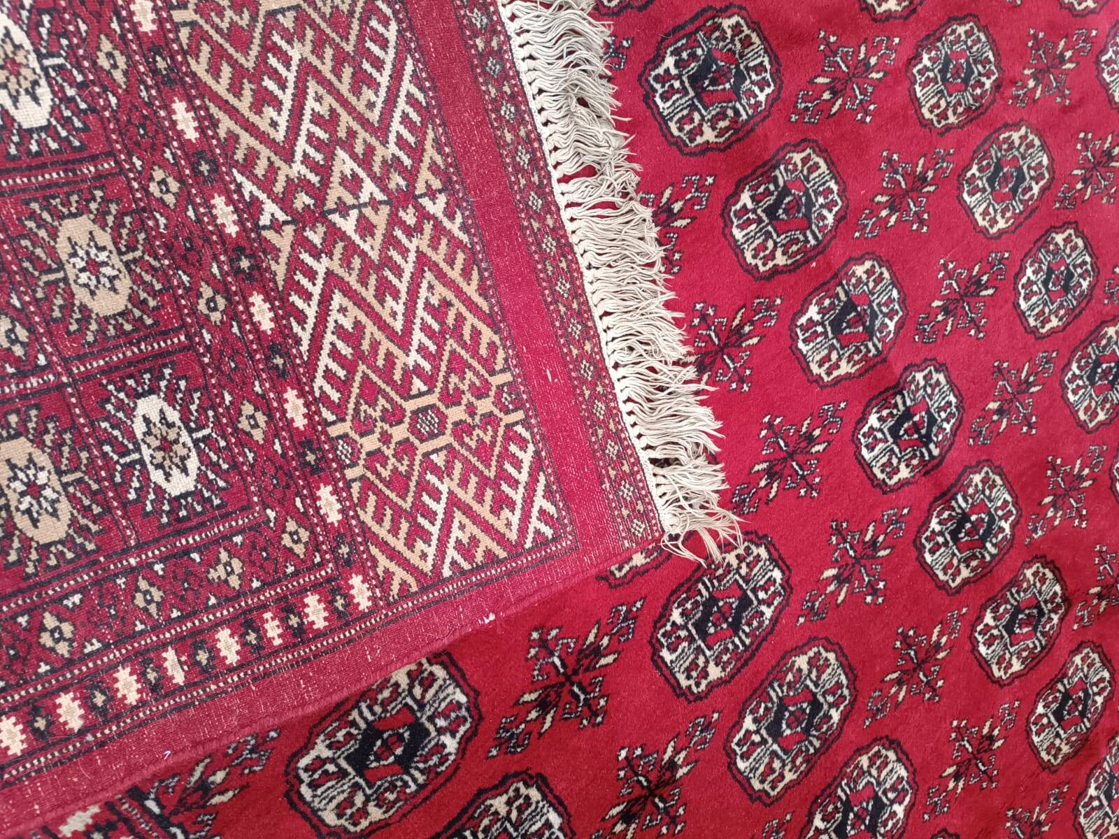 Old Afghan carpet in wool – hand-knotted – tribal patterns – 293 × 186 cm
