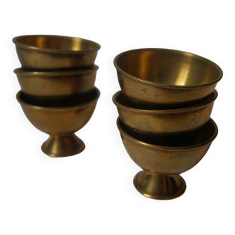 Set of 6 vintage brass egg cups