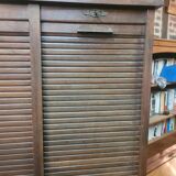 Old double curtained oak filing cabinet, 196×87cms H