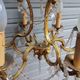 Antique cage chandelier in gilded bronze and crystal, 6 lights / working condition l gau
