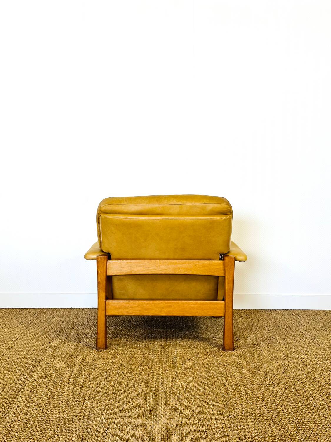 Salon complet en cuir camel 1960