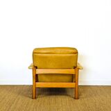 Salon complet en cuir camel 1960