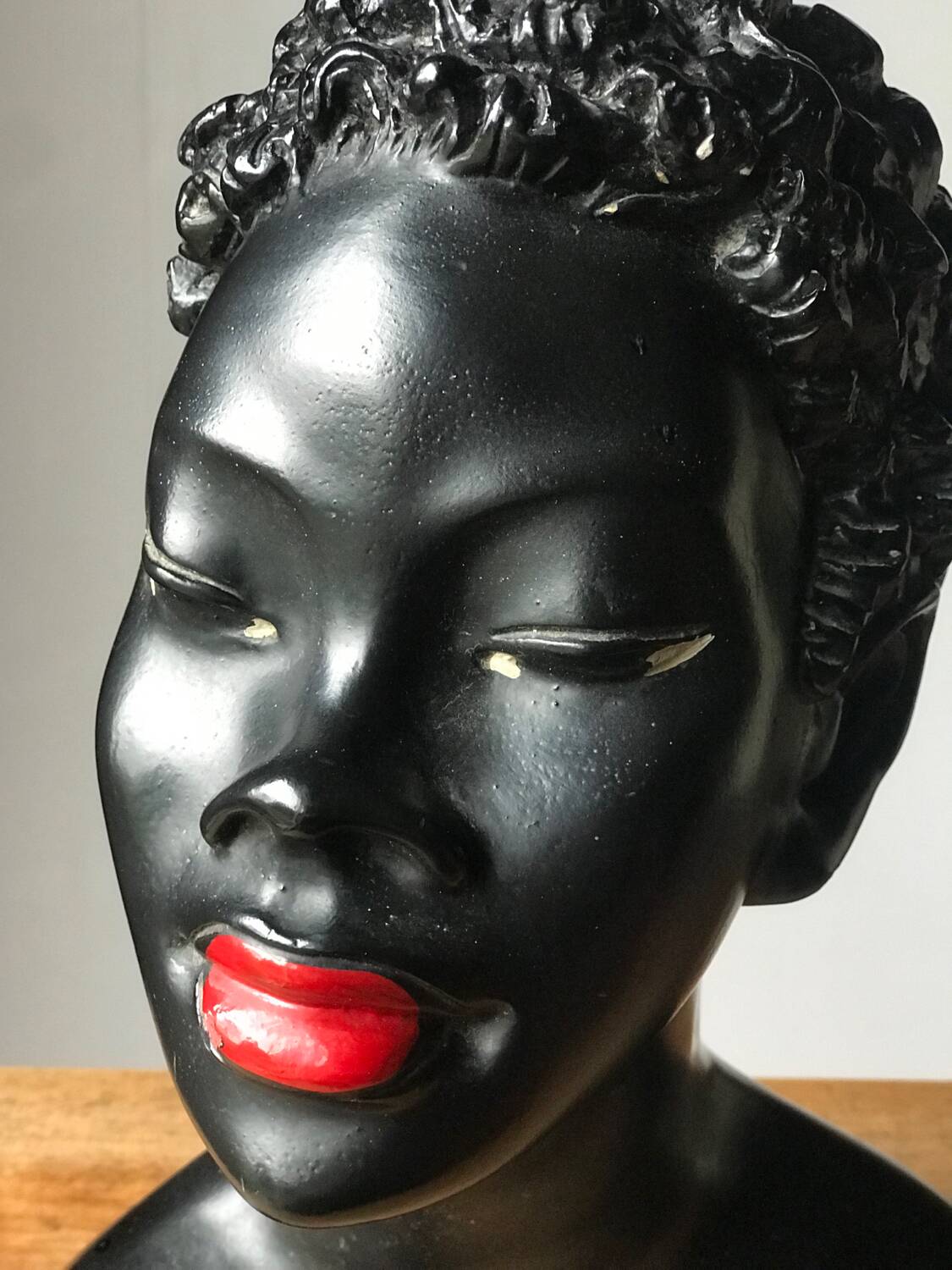 Plaster bust of a black woman 1950s Gino Manca