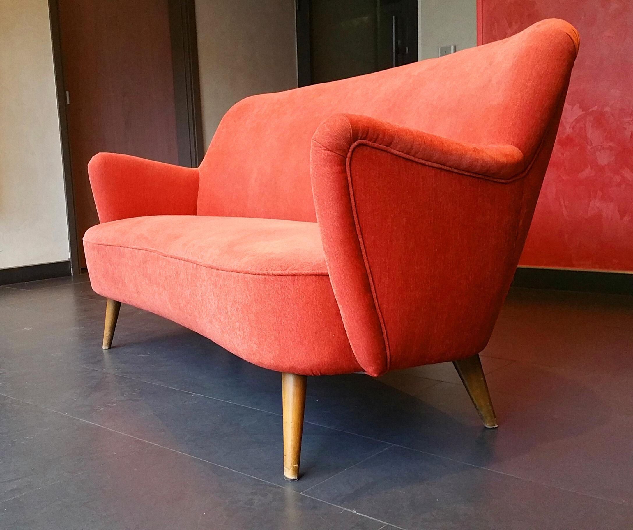 Couch sofa red bean vintage 50/60s