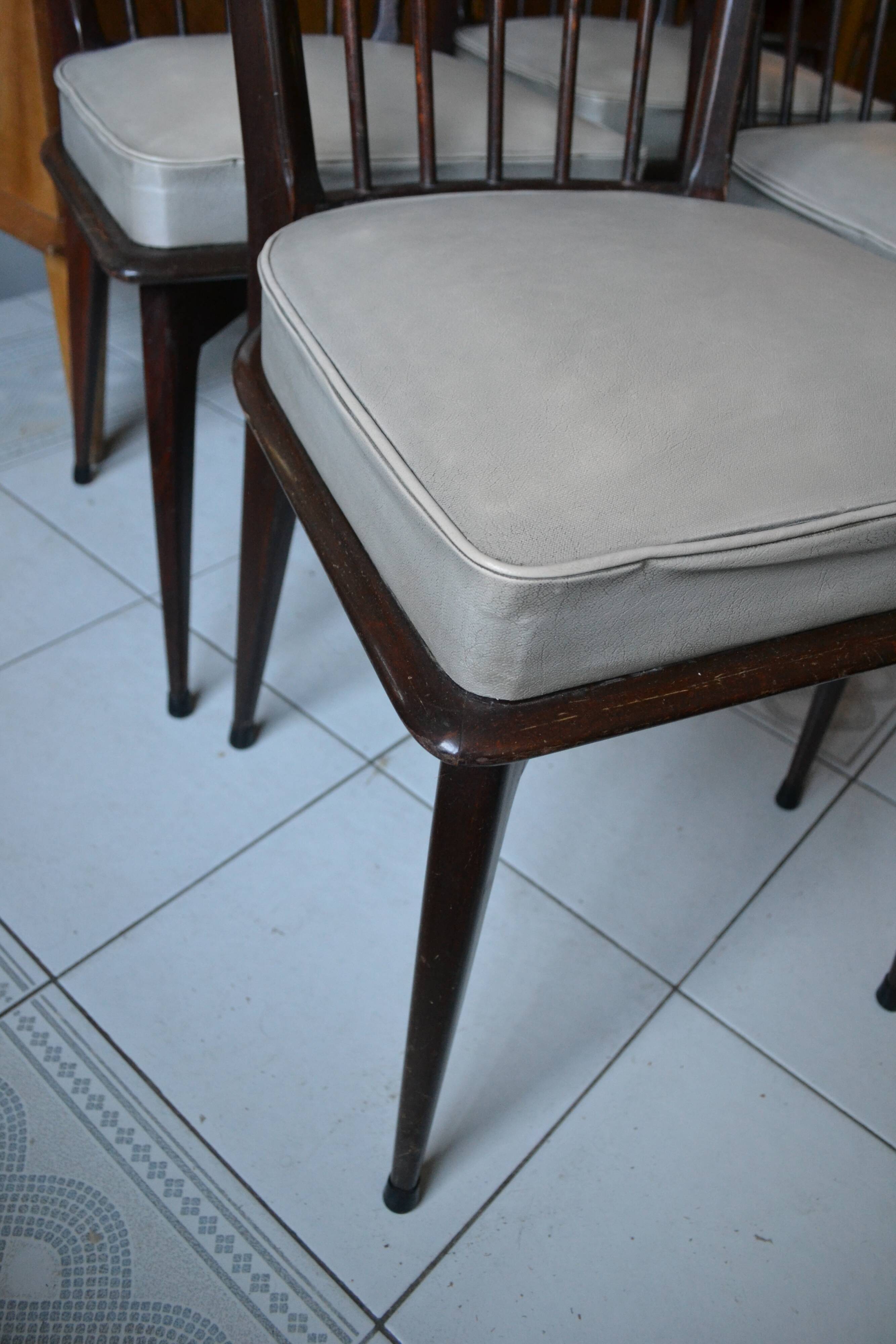 4 chairs Charles Ramos 60s solid beech