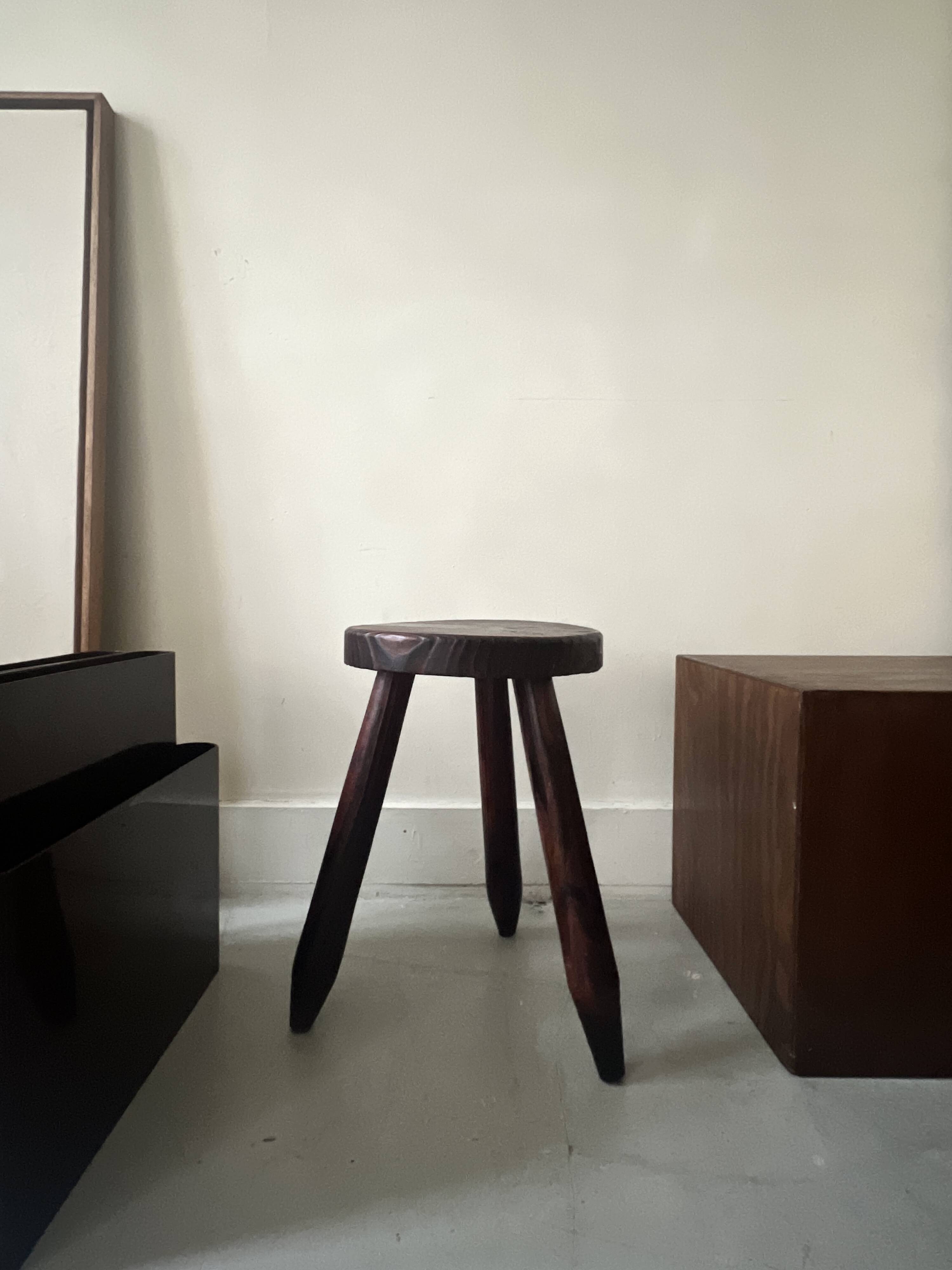 Brutalist wooden farm stool