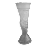 Sculptural vase "Victorian Hand" in frosted moulded glass — 19th century