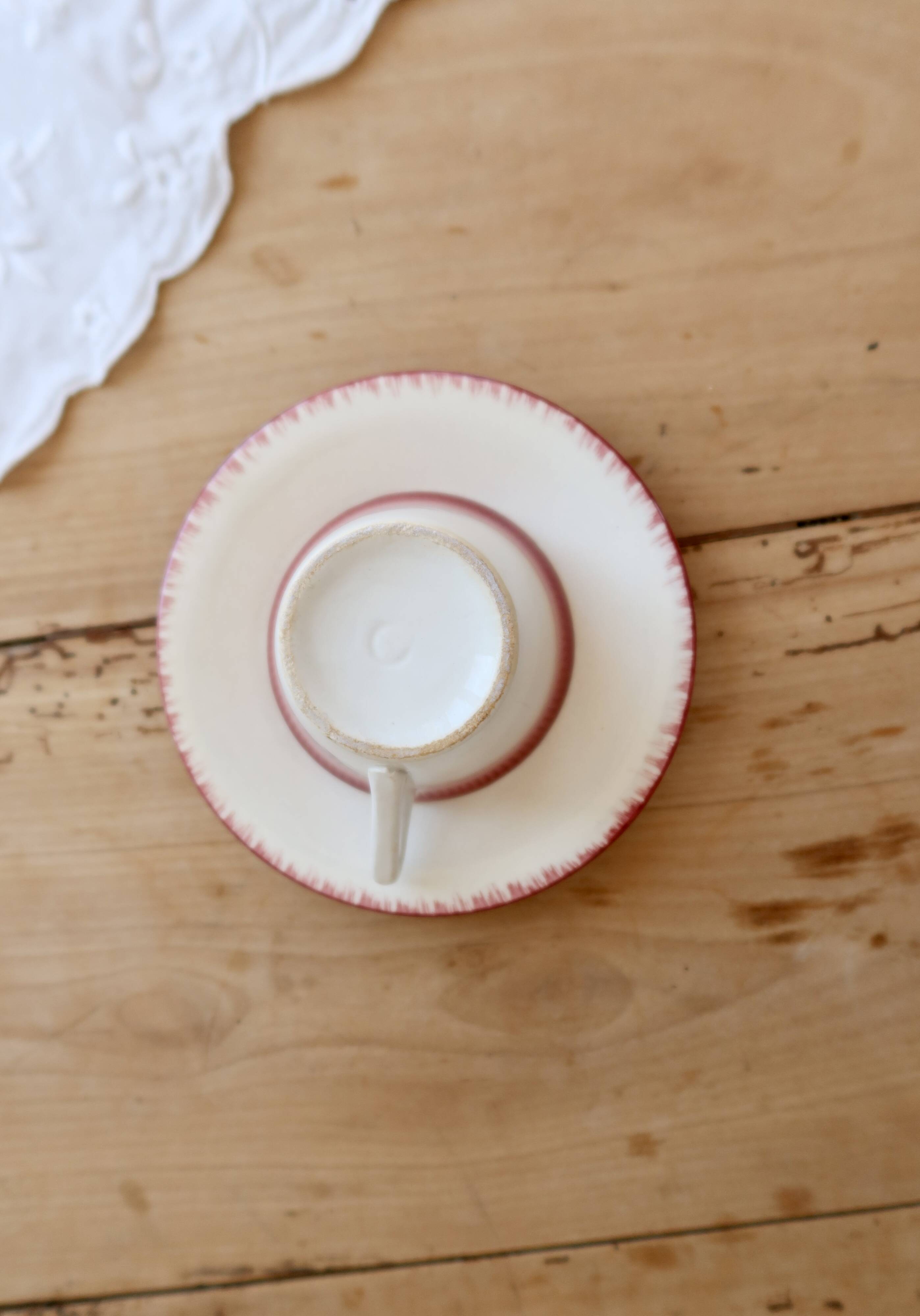 Antique Longchamp ironstone coffee cup with saucer.