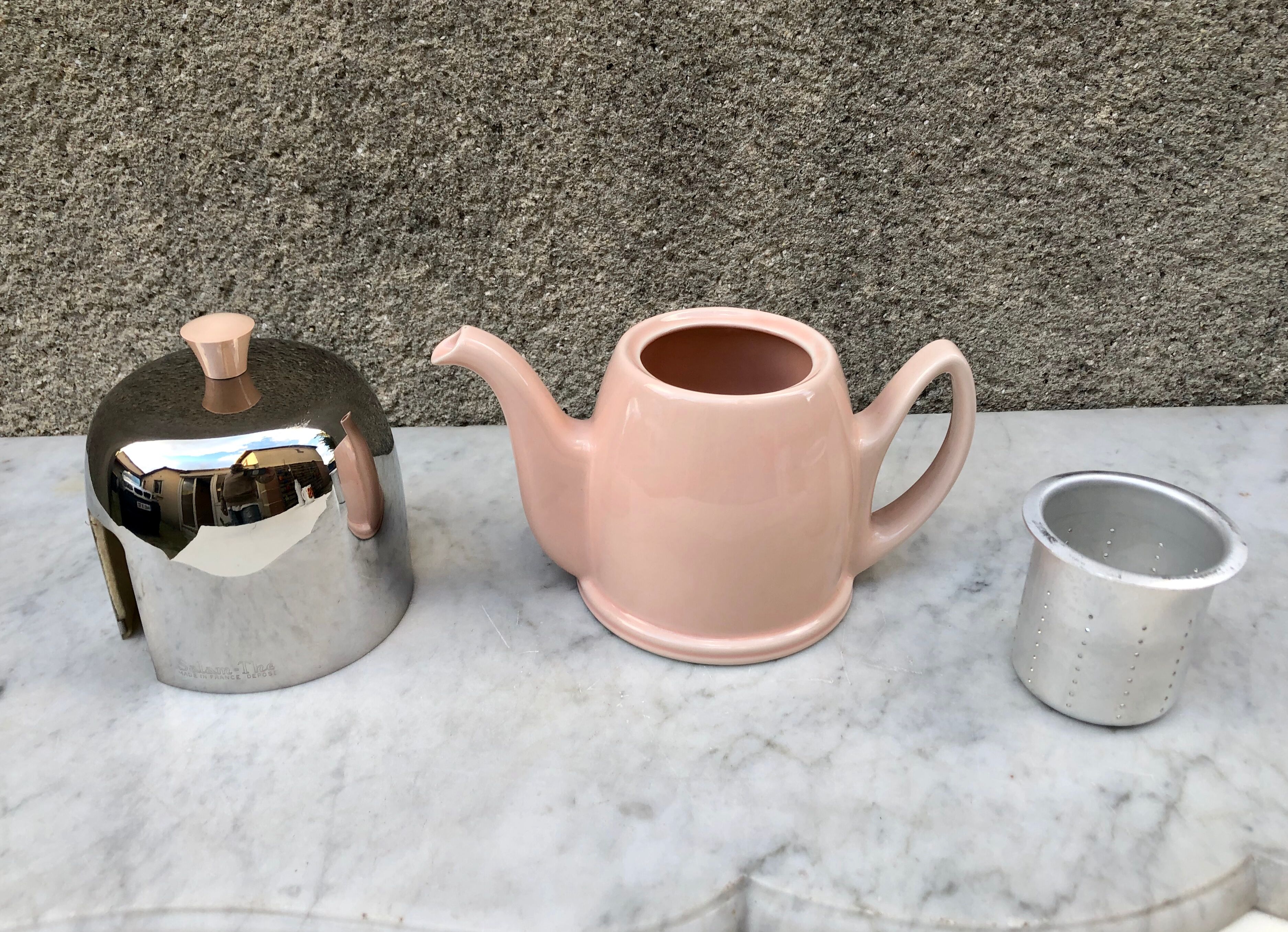 Heating teapot Salam Guy Degrenne 4 cups rare pink ceramic