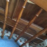 Bohemian chair with blue velvet and fringes