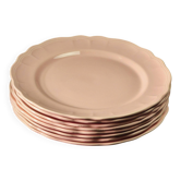 8 vintage dessert plates Salins powder pink – Ø 21.6 cm