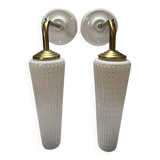Pair of white and gold wall sconces