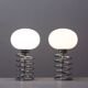 Pair of vintage chrome & opaline spring lamps 1970s
