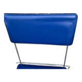 Quartet of blue chairs with design curves