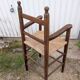 Chair armchair high child wood seat straw vintage