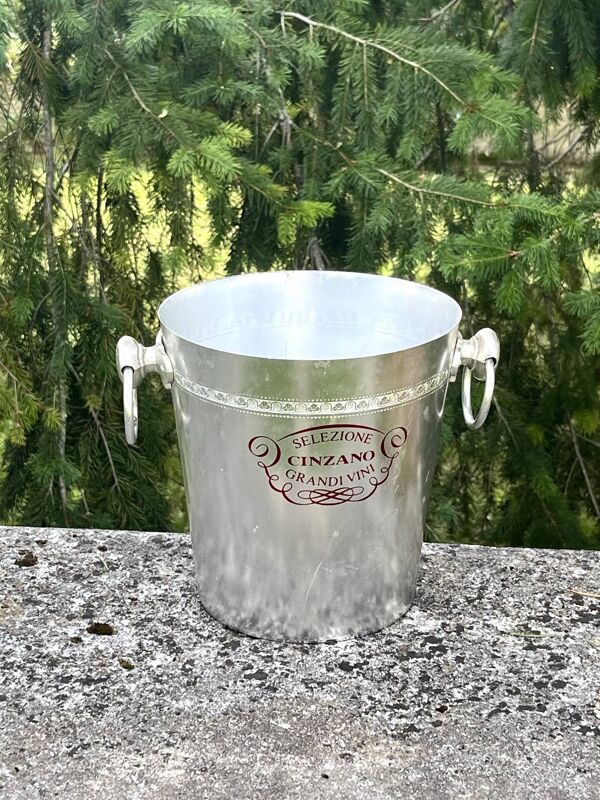 Seau à glace Cinzano Champagne Cooler – Publicité en aluminium vintage