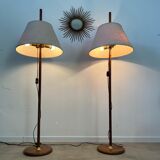 2 old adjustable floor lamps temde design in vintage scandinavian solid teak