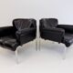 Set of 2 Girsberger Eurochair leather armchairs
