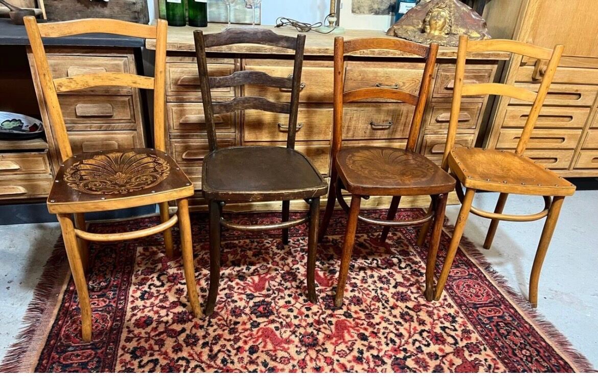4 old bistro chairs