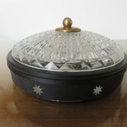 Wall lamp " starred " 2 fires, diamond glass and brass years 50 60