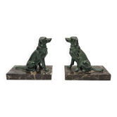 Bookends Art Déco français avec des chiens, années 1930