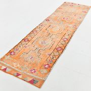 3x11 Soft Orange Vintage Runner, Wool Corridor Rug, 90x330Cm