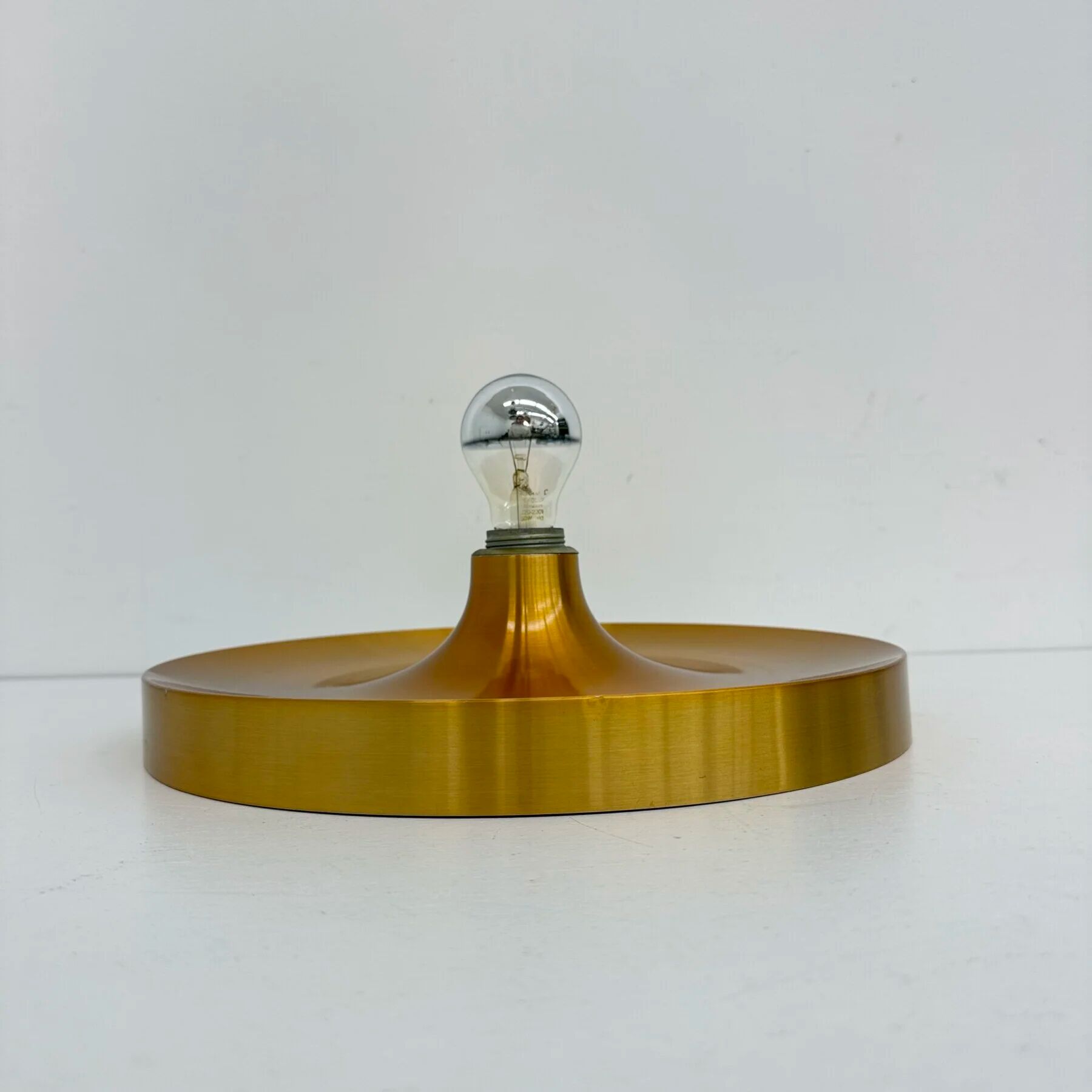 Vintage rose gold disc wall lamp sconce, 1970s Germany