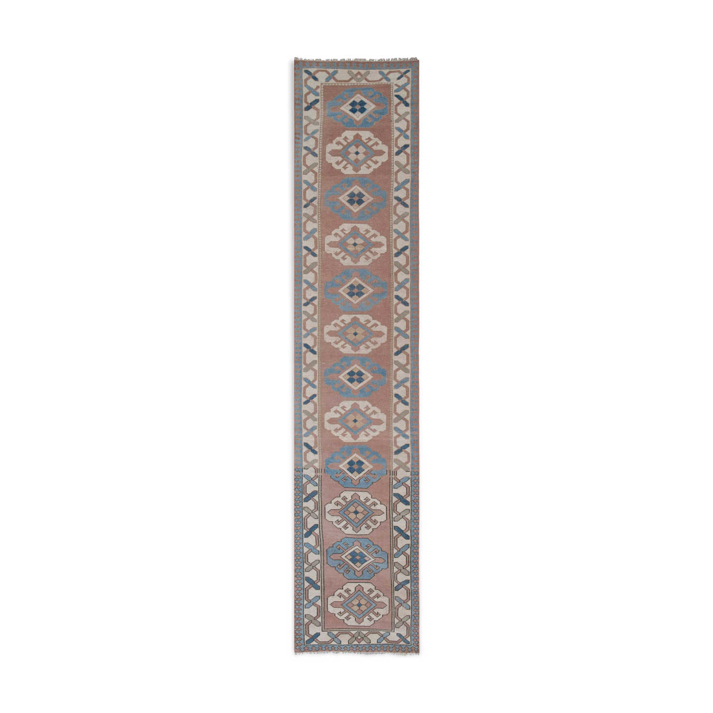 Vintage anatolian oushak kars runner rug 80 x 380 cm