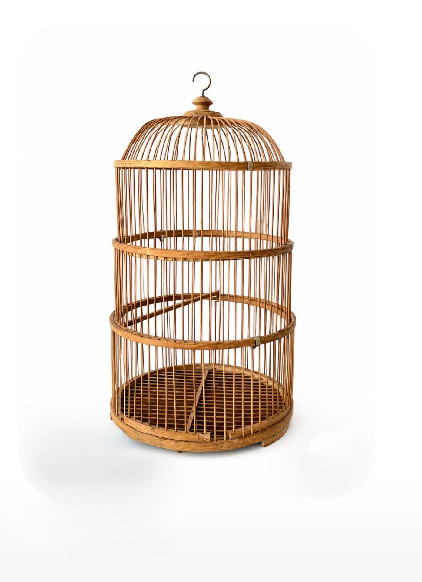 Large bamboo and rattan birdcage from the 1970s.
