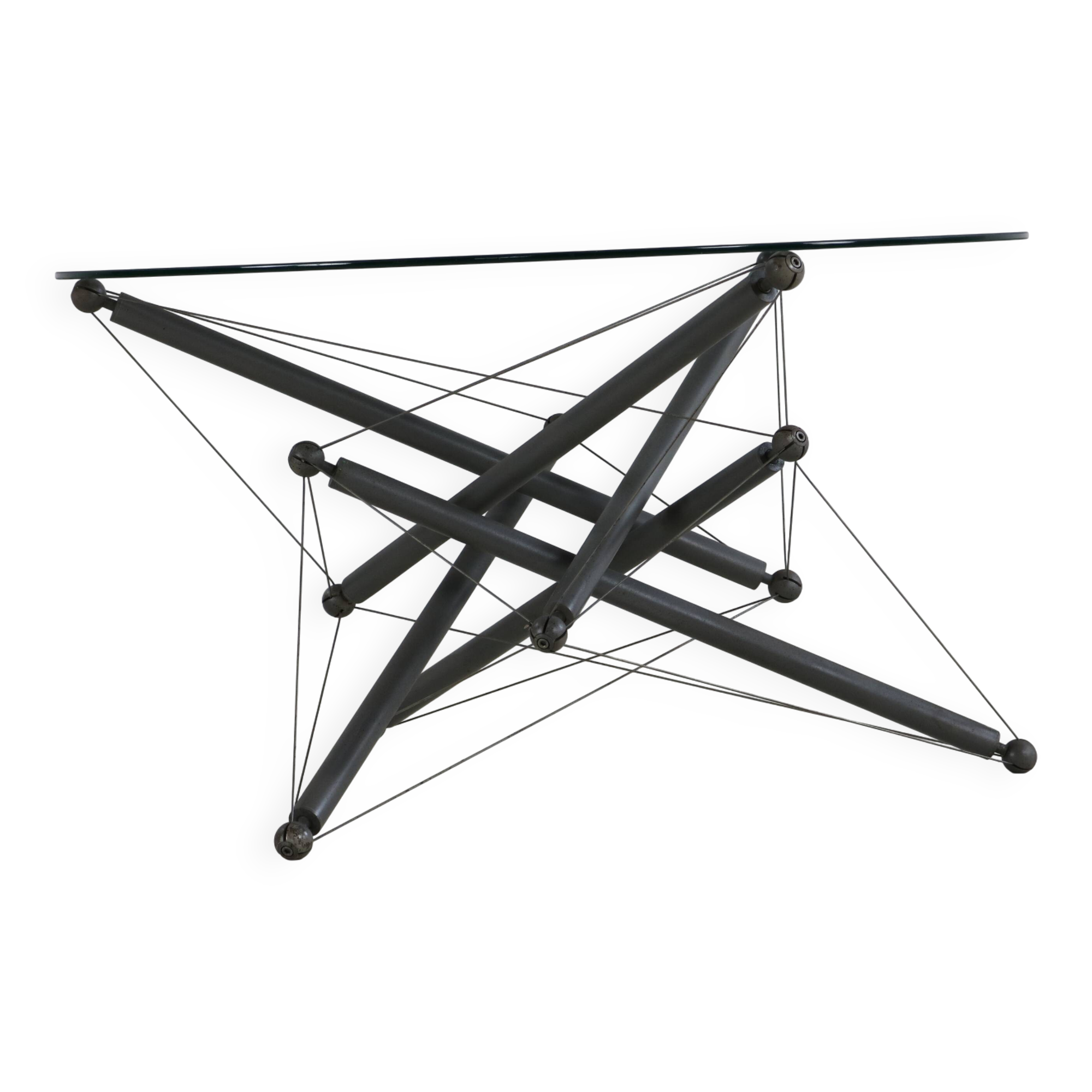 Seventies design steel wired coffee table for Cassina