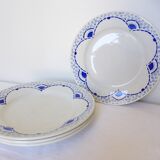 4 vintage dessert plates from the Gien manufacture model Pervenche