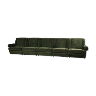 Modular vintage sofa from the 60s, moss green