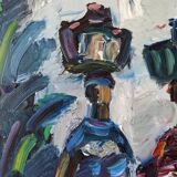 Peinture à l’huile figurative vintage suédoise « Moroccan Ladies » suédoise du milieu du siècle, encadrée