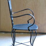 Fauteuil en fer forgé style 1900 laqué noir